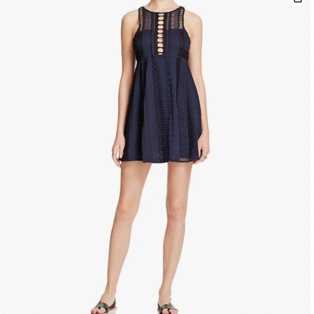 Free People Navy Lace Mini Dress sz 12